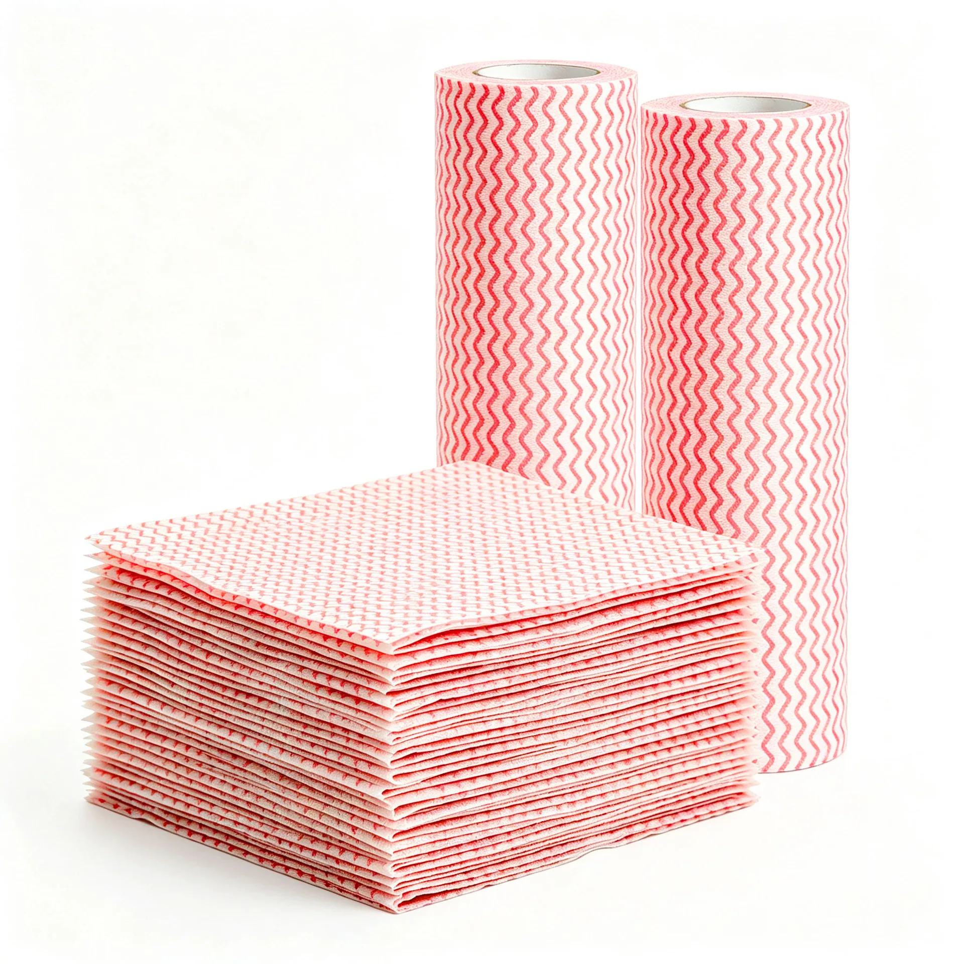 Wave-Texture Disposable Kitchen Cleaning Cloth Roll